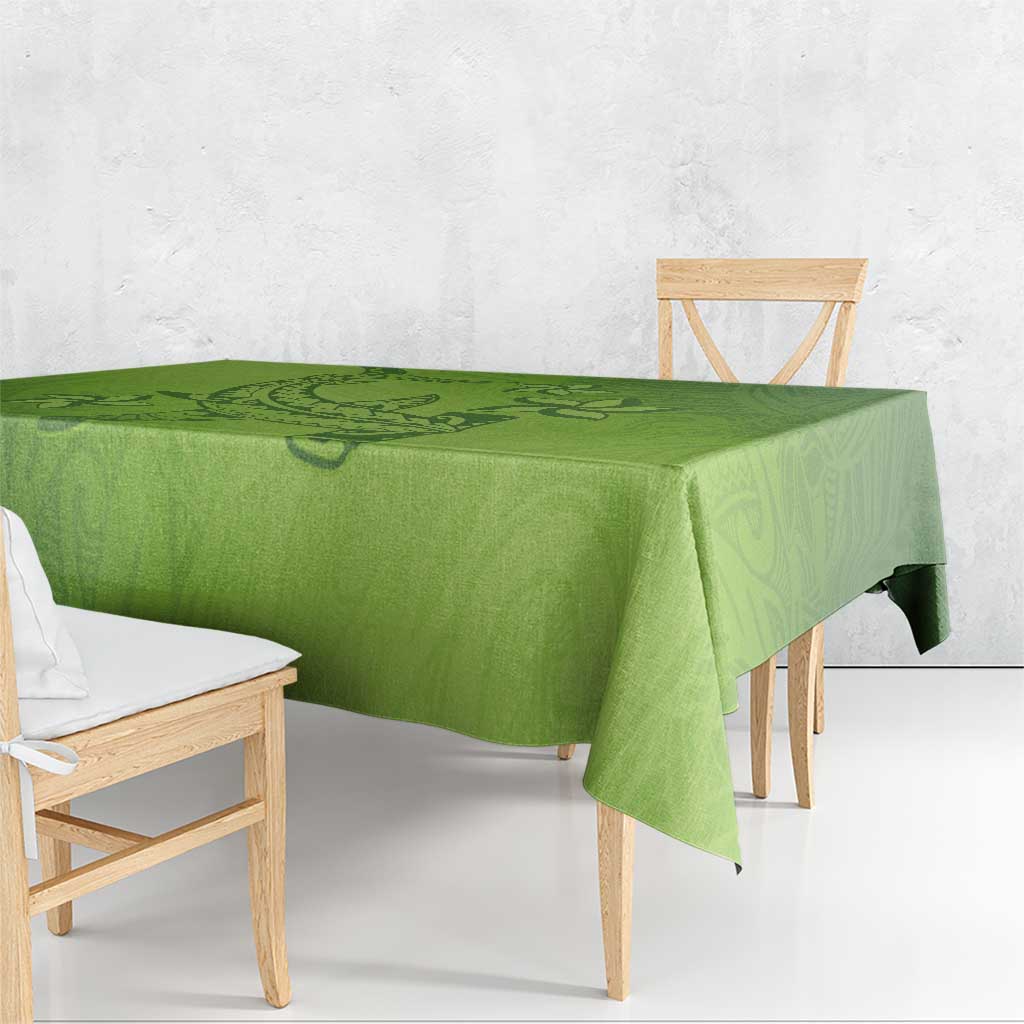 Green Gradient Polynesia Tablecloth Hawaiian Tribal Hammerhead Shark Tattoo