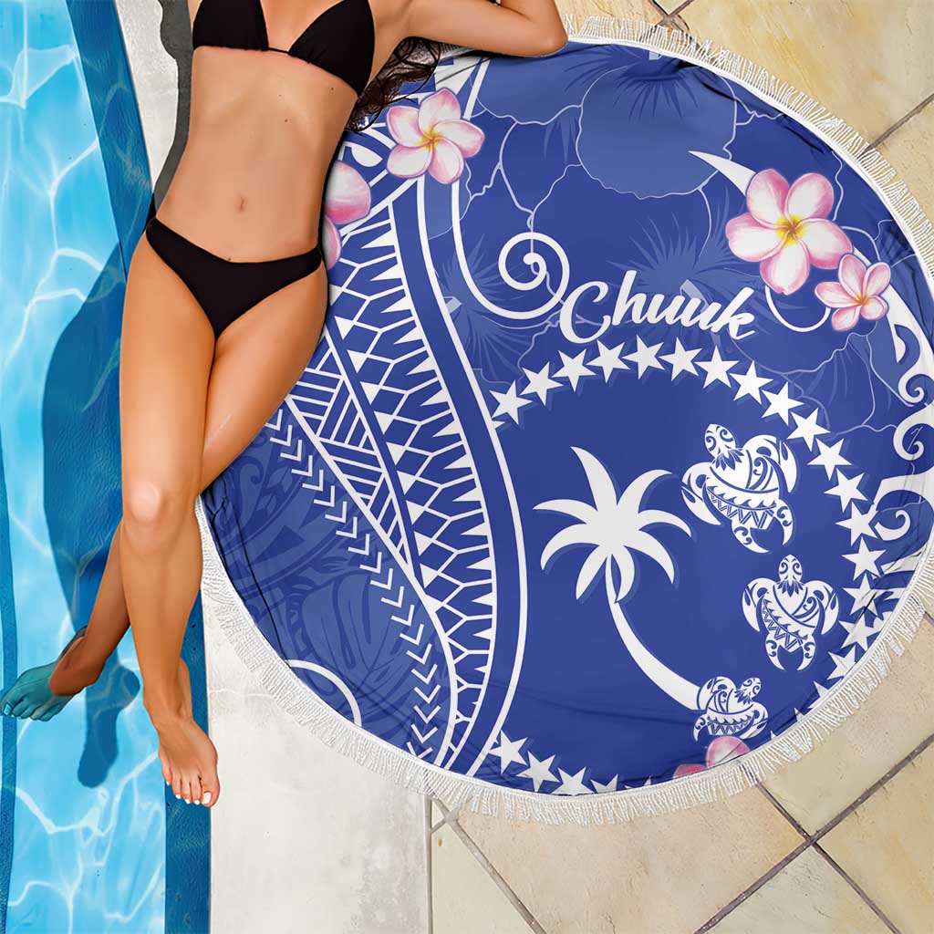 FSM Chuuk Constitution Day Beach Blanket Frangipani Flowers Polynesian Curves Style