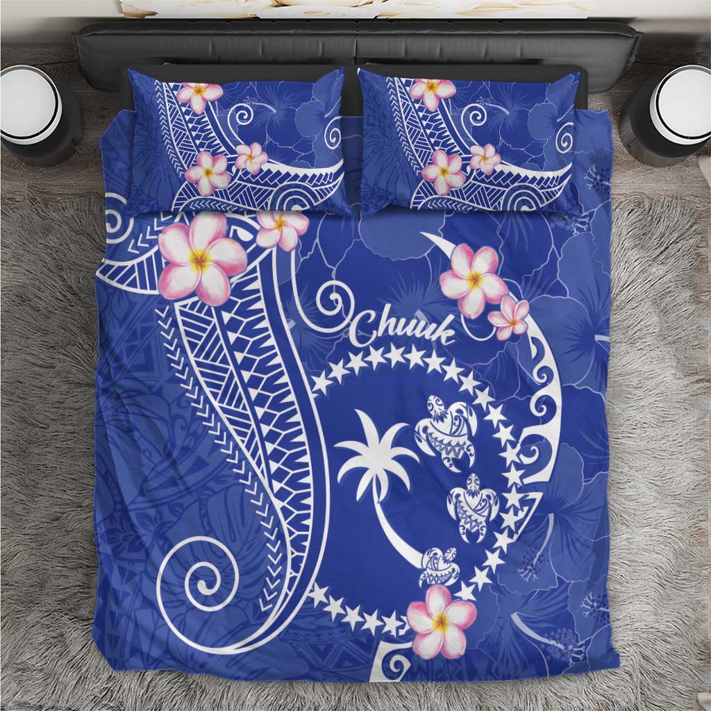 FSM Chuuk Constitution Day Bedding Set Frangipani Flowers Polynesian Curves Style