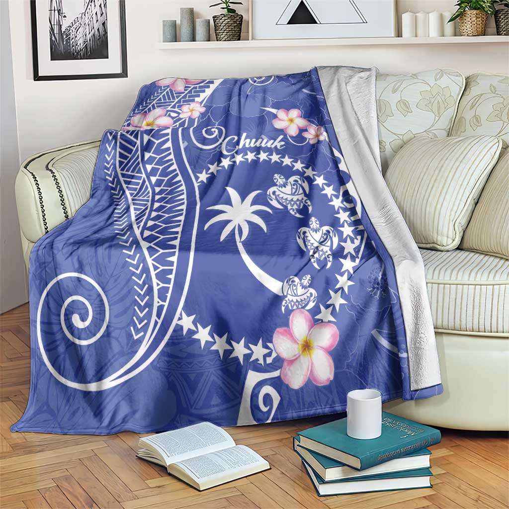 FSM Chuuk Constitution Day Blanket Frangipani Flowers Polynesian Curves Style