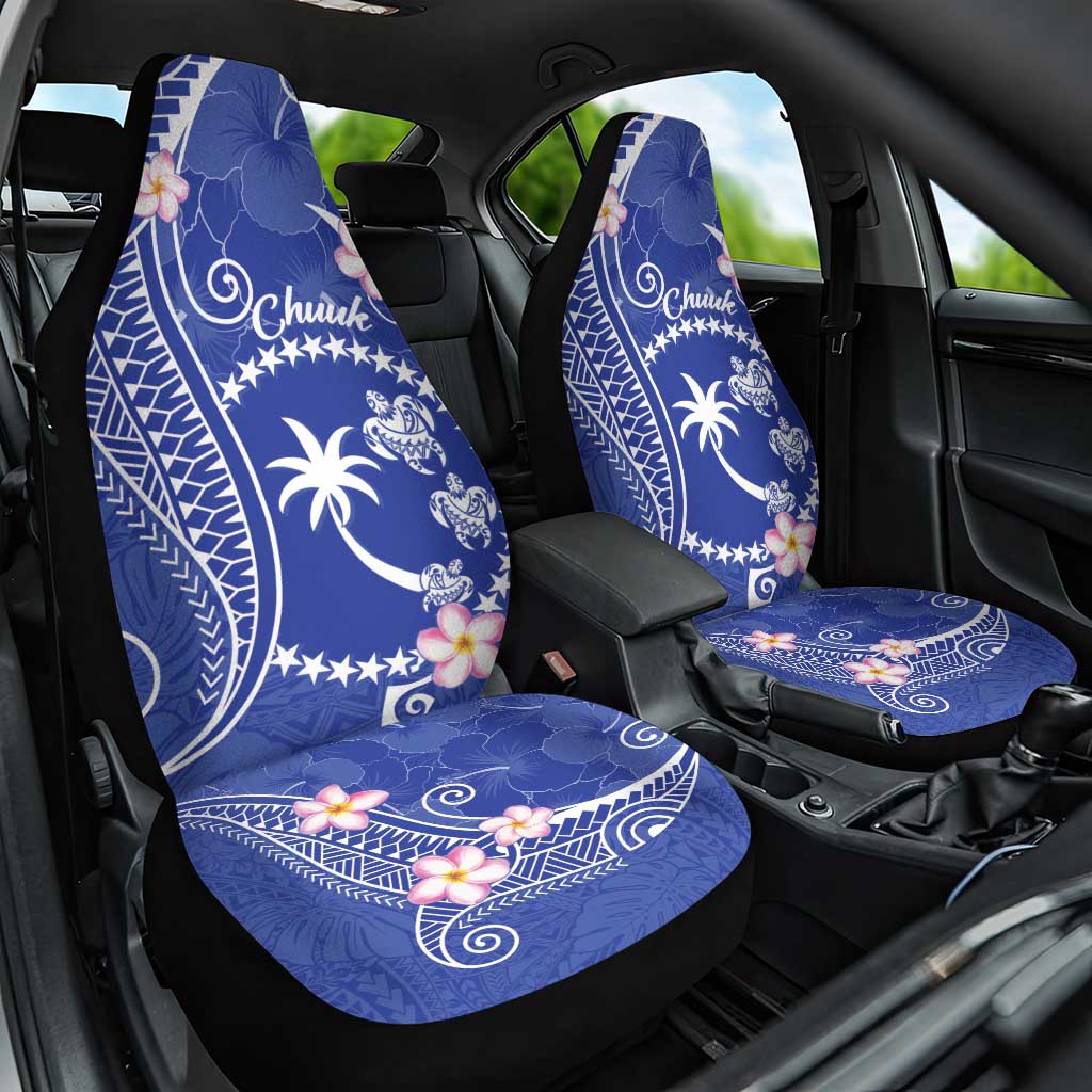 FSM Chuuk Constitution Day Car Seat Cover Frangipani Flowers Polynesian Curves Style