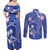 FSM Chuuk Constitution Day Couples Matching Off Shoulder Maxi Dress and Long Sleeve Button Shirt Frangipani Flowers Polynesian Curves Style