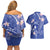 FSM Chuuk Constitution Day Couples Matching Off Shoulder Short Dress and Hawaiian Shirt Frangipani Flowers Polynesian Curves Style