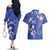 FSM Chuuk Constitution Day Couples Matching Off The Shoulder Long Sleeve Dress and Hawaiian Shirt Frangipani Flowers Polynesian Curves Style