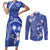 FSM Chuuk Constitution Day Couples Matching Short Sleeve Bodycon Dress and Long Sleeve Button Shirt Frangipani Flowers Polynesian Curves Style