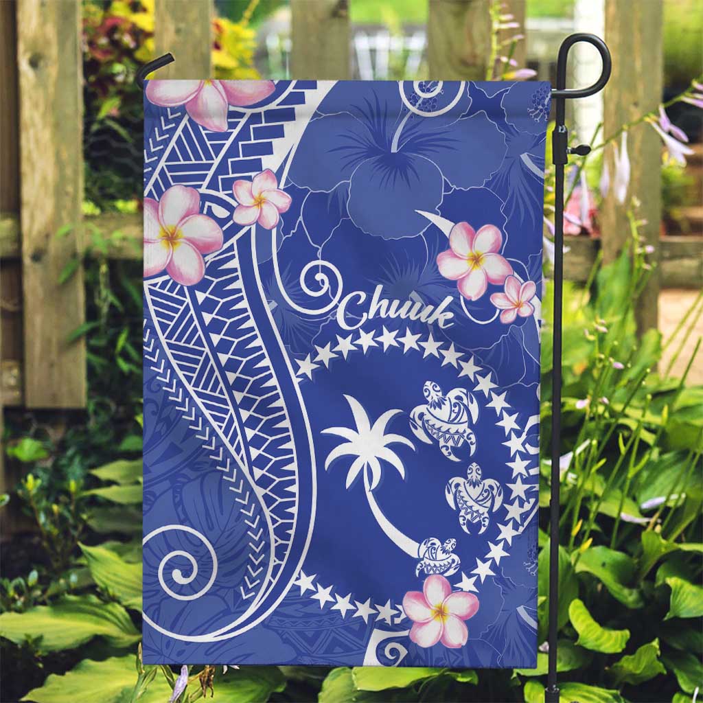 FSM Chuuk Constitution Day Garden Flag Frangipani Flowers Polynesian Curves Style