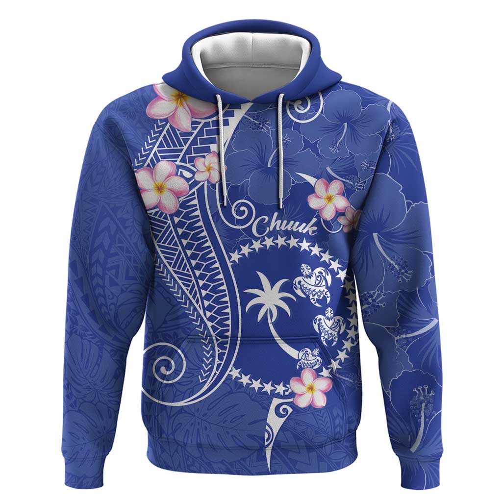 FSM Chuuk Constitution Day Hoodie Frangipani Flowers Polynesian Curves Style