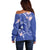 FSM Chuuk Constitution Day Off Shoulder Sweater Frangipani Flowers Polynesian Curves Style