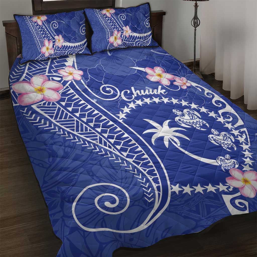 FSM Chuuk Constitution Day Quilt Bed Set Frangipani Flowers Polynesian Curves Style