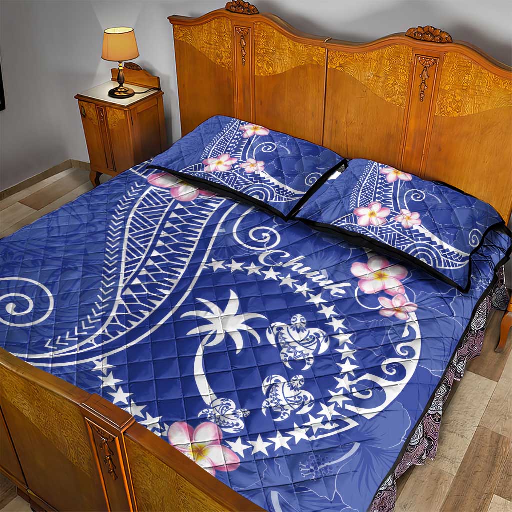 FSM Chuuk Constitution Day Quilt Bed Set Frangipani Flowers Polynesian Curves Style