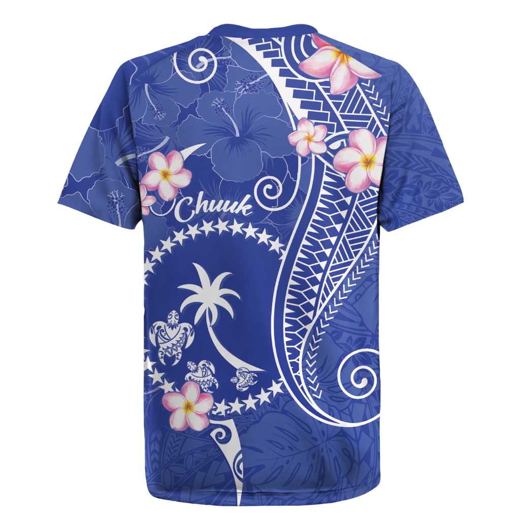 FSM Chuuk Constitution Day Rugby Jersey Frangipani Flowers Polynesian Curves Style