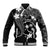 FSM Chuuk Baseball Jacket Turtle Tropical Flowers Polynesian - Black