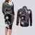 FSM Chuuk Couples Matching Long Sleeve Bodycon Dress and Long Sleeve Button Shirt Turtle Tropical Flowers Polynesian - Black