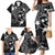 FSM Chuuk Family Matching Mermaid Dress and Hawaiian Shirt Turtle Tropical Flowers Polynesian - Black