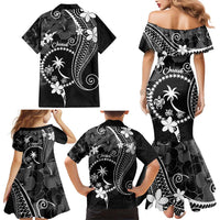 FSM Chuuk Family Matching Mermaid Dress and Hawaiian Shirt Turtle Tropical Flowers Polynesian - Black