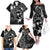 FSM Chuuk Family Matching Off The Shoulder Long Sleeve Dress and Hawaiian Shirt Turtle Tropical Flowers Polynesian - Black