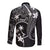 FSM Chuuk Long Sleeve Button Shirt Turtle Tropical Flowers Polynesian - Black