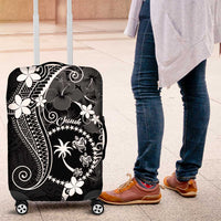 FSM Chuuk Luggage Cover Turtle Tropical Flowers Polynesian - Black LT14 Black - Polynesian Pride