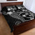 FSM Chuuk Quilt Bed Set Turtle Tropical Flowers Polynesian - Black