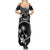 FSM Chuuk Summer Maxi Dress Turtle Tropical Flowers Polynesian - Black