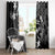 FSM Chuuk Window Curtain Turtle Tropical Flowers Polynesian - Black