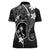 FSM Chuuk Women Polo Shirt Turtle Tropical Flowers Polynesian - Black