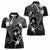 FSM Chuuk Women Polo Shirt Turtle Tropical Flowers Polynesian - Black