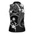 FSM Chuuk Women Sleeveless Polo Shirt Turtle Tropical Flowers Polynesian - Black