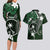 FSM Chuuk Couples Matching Long Sleeve Bodycon Dress and Hawaiian Shirt Turtle Tropical Flowers Polynesian - Green