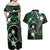 FSM Chuuk Couples Matching Off Shoulder Maxi Dress and Hawaiian Shirt Turtle Tropical Flowers Polynesian - Green