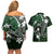 FSM Chuuk Couples Matching Off Shoulder Short Dress and Hawaiian Shirt Turtle Tropical Flowers Polynesian - Green