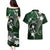 FSM Chuuk Couples Matching Puletasi and Hawaiian Shirt Turtle Tropical Flowers Polynesian - Green