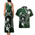 FSM Chuuk Couples Matching Tank Maxi Dress and Hawaiian Shirt Turtle Tropical Flowers Polynesian - Green