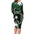 FSM Chuuk Family Matching Long Sleeve Bodycon Dress and Hawaiian Shirt Turtle Tropical Flowers Polynesian - Green