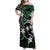 FSM Chuuk Family Matching Off Shoulder Maxi Dress and Hawaiian Shirt Turtle Tropical Flowers Polynesian - Green