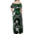 FSM Chuuk Off Shoulder Maxi Dress Turtle Tropical Flowers Polynesian - Green