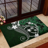 FSM Chuuk Rubber Doormat Turtle Tropical Flowers Polynesian - Green