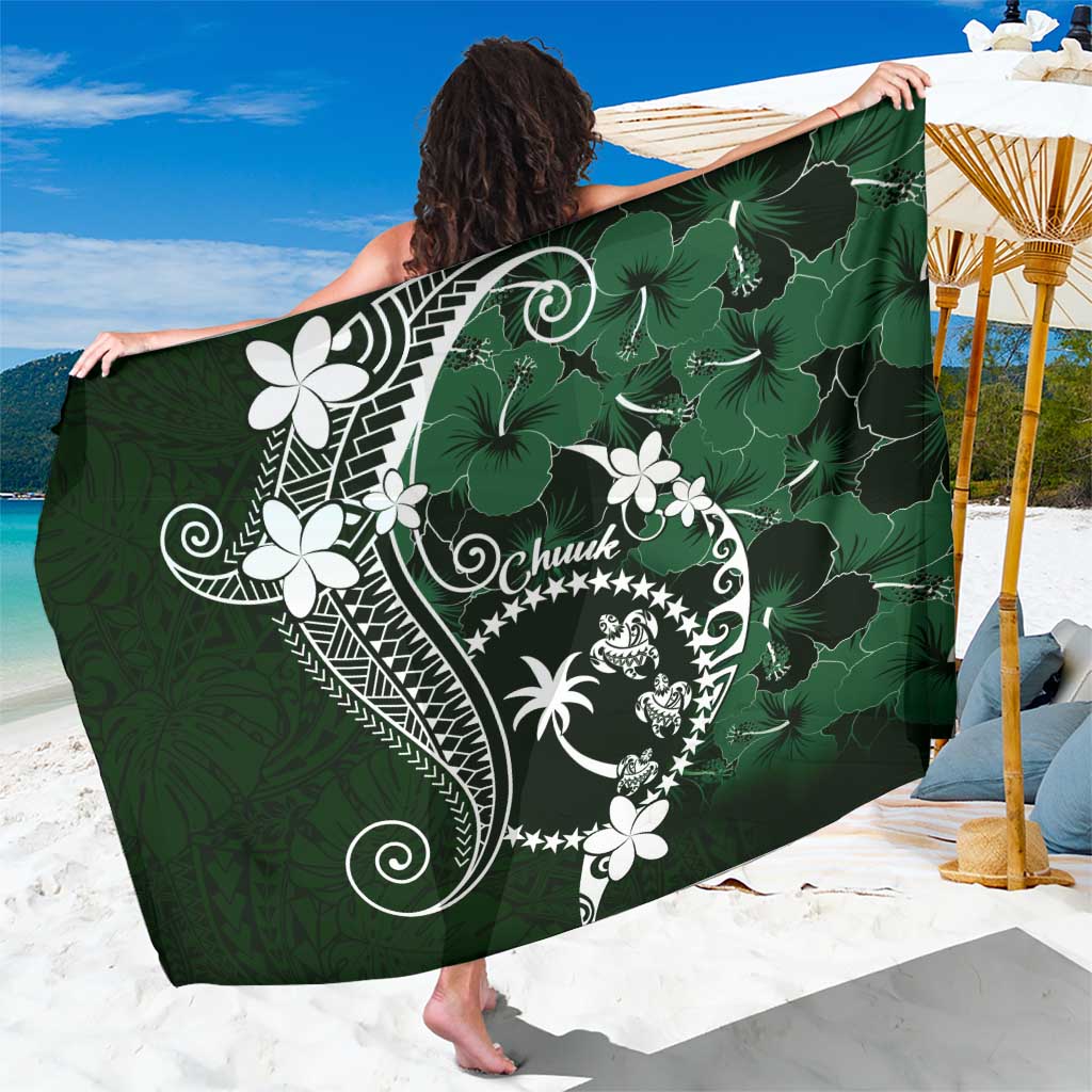 FSM Chuuk Sarong Turtle Tropical Flowers Polynesian - Green