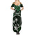 FSM Chuuk Summer Maxi Dress Turtle Tropical Flowers Polynesian - Green