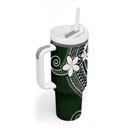 FSM Chuuk Tumbler With Handle Turtle Tropical Flowers Polynesian - Green