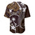 FSM Chuuk Baseball Jersey Turtle Tropical Flowers Polynesian - Brown