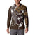 FSM Chuuk Button Sweatshirt Turtle Tropical Flowers Polynesian - Brown