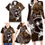 FSM Chuuk Family Matching Long Sleeve Bodycon Dress and Hawaiian Shirt Turtle Tropical Flowers Polynesian - Brown