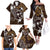 FSM Chuuk Family Matching Off The Shoulder Long Sleeve Dress and Hawaiian Shirt Turtle Tropical Flowers Polynesian - Brown