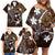 FSM Chuuk Family Matching Off Shoulder Short Dress and Hawaiian Shirt Turtle Tropical Flowers Polynesian - Brown