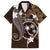 FSM Chuuk Family Matching Summer Maxi Dress and Hawaiian Shirt Turtle Tropical Flowers Polynesian - Brown