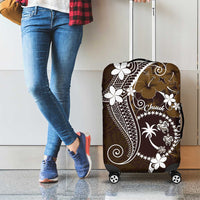 FSM Chuuk Luggage Cover Turtle Tropical Flowers Polynesian - Brown LT14 - Polynesian Pride