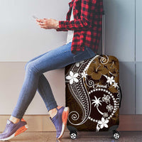 FSM Chuuk Luggage Cover Turtle Tropical Flowers Polynesian - Brown LT14 - Polynesian Pride