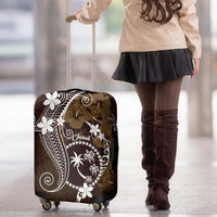 FSM Chuuk Luggage Cover Turtle Tropical Flowers Polynesian - Brown LT14 - Polynesian Pride