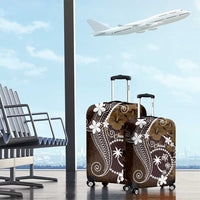 FSM Chuuk Luggage Cover Turtle Tropical Flowers Polynesian - Brown LT14 - Polynesian Pride